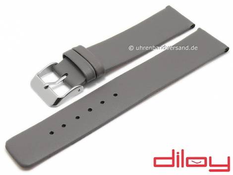 Watch strap 20mm grey leather smooth without stitching by DILOY (width of buckle 20 mm) - Bild vergr��ern 