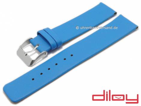 Watch strap 20mm sky blue leather smooth without stitching by DILOY (width of buckle 20 mm) - Bild vergr��ern 