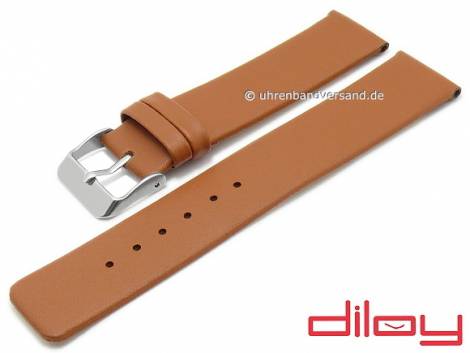 Watch strap 18mm light brown leather smooth without stitching by DILOY (width of buckle 18 mm) - Bild vergr��ern 