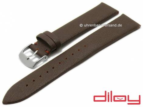 Watch strap 22mm dark brown leather Saffiano structure matt by DILOY (width of buckle 20 mm) - Bild vergr��ern 