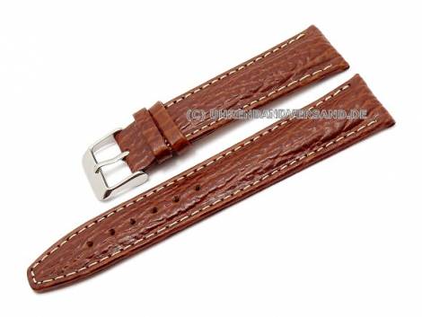 Watch strap 20mm red brown leather shark grain (width of buckle 18 mm) - Bild vergr��ern 