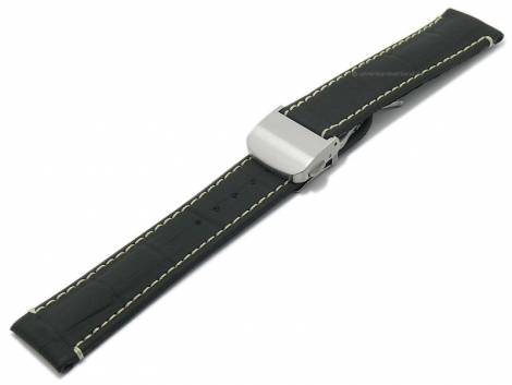 Watch strap -Monterrey FS- 20mm black leather caoutchouc coated alligator grain by DI-MODELL (width of buckle 18 mm) - Bild vergr��ern 