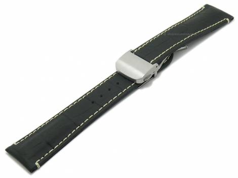 Watch strap -Monterrey FS- 22mm black leather caoutchouc coated alligator grain by DI-MODELL (width of buckle 18 mm) - Bild vergrern 