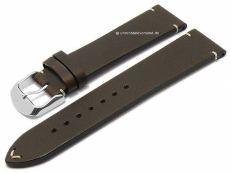 Watch strap -Casablanca- 22mm dark brown leather vegetable tanned light stitching by DI-MODELL (width of buckle 20 mm) - Bild vergr��ern 