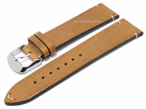 Watch strap -Casablanca- 20mm light brown leather vegetable tanned light stitching by DI-MODELL (width of buckle 18 mm) - Bild vergr��ern 