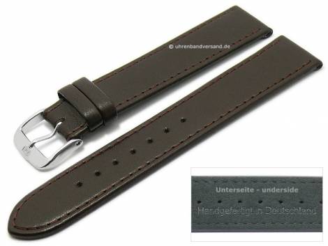 Watch strap XS -Ovino- 16mm dark brown genuine lamb leather smooth stitched by DI-MODELL (width of buckle 14 mm) - Bild vergrern 