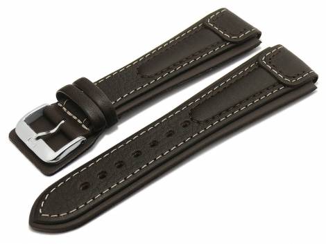 Watch strap 20mm dark brown by Di-Modell -Chronissimo waterproof- light stitching (width of buckle 20 mm) - Bild vergr��ern 