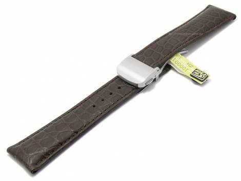 Well-crafted watch strap -Krokodil Bentley FS- 22mm dark brown gen. Croco by DI-MODELL (width of buckle 18 mm) - EU ONLY - Bild vergrern 