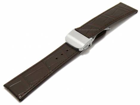 Watch strap -Venezuela FS- 22mm dark brown leather alligator grain with clasp by DI-MODELL (width of buckle 18 mm) - Bild vergr��ern 