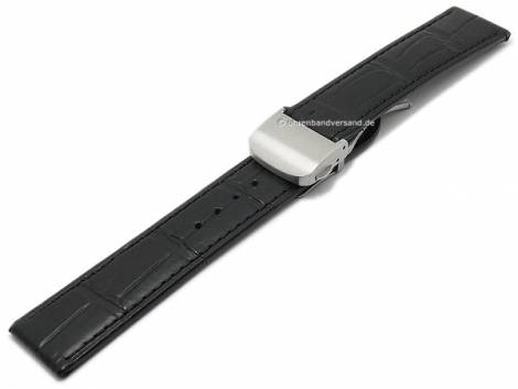 Watch strap -Venezuela FS- 20mm black leather alligator grain with clasp by DI-MODELL (width of buckle 18 mm) - Bild vergrern 