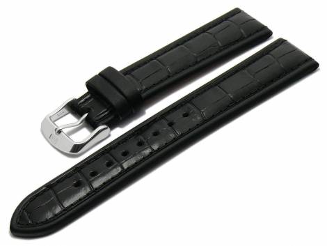 Watch band 22mm black by Di-Modell -Imperator waterproof- Louisiana croco grain padded (width of buckle 18 mm) - Bild vergr��ern 
