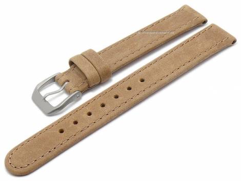 Watch strap -Natural- 14mm brown leather vegetable tanned with titanium buckle by DI-MODELL (width of buckle 14 mm) - Bild vergr��ern 