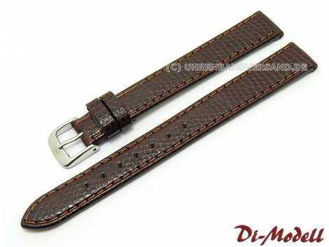 Watch strap 13mm dark brown Di-Modell -Brillant- lizard grain (width of buckle 12 mm) - Bild vergr��ern 