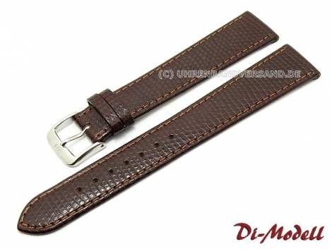 Watch strap 19mm dark brown Di-Modell -Brillant- lizard grain (width of buckle 16 mm) - Bild vergr��ern 