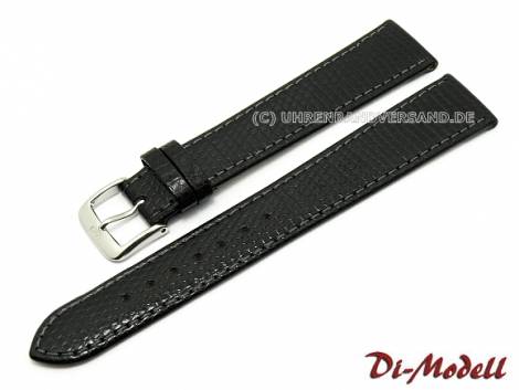 Watch strap 17mm black Di-Modell -Brillant- lizard grain (width of buckle 16 mm) - Bild vergr��ern 