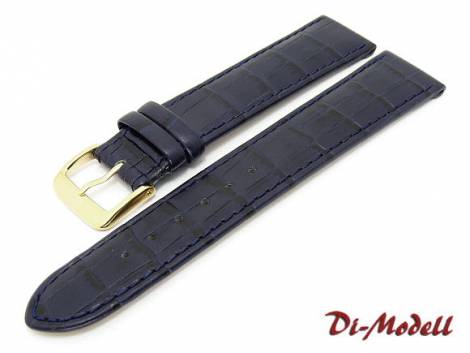 Watch band 20mm dark blue Di-Modell -Bali- alligator grain stitched (width of buckle 18 mm) - Bild vergr��ern 
