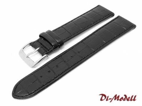 Watch band 18mm black Di-Modell -Bali- alligator grain stitched (width of buckle 16 mm) - Bild vergr��ern 