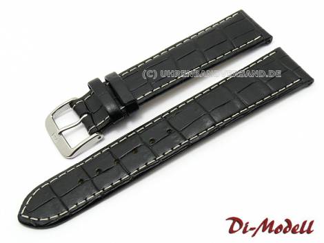 Watch band 18mm black Di-Modell -Bali KN- alligator grain (width of buckle 16 mm) - Bild vergr��ern 