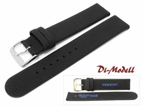 Watch band 20mm black Di-Modell -Design waterproof- perforated (width of buckle 20 mm) - Bild vergrern 