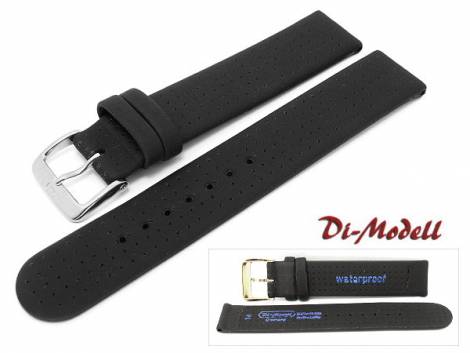 Watch band 18mm black Di-Modell -Design waterproof- perforated (width of buckle 18 mm) - Bild vergrern 