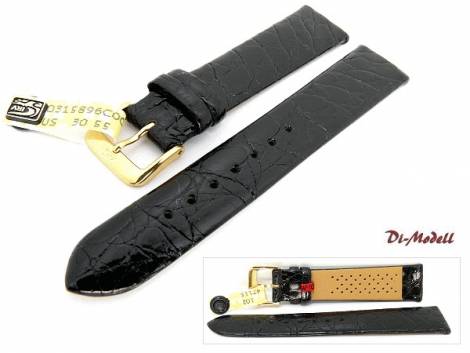 Well-crafted watch strap 17mm black genuine Croco classic by DI-MODELL (width of buckle 16 mm) - EU ONLY - Bild vergrern 