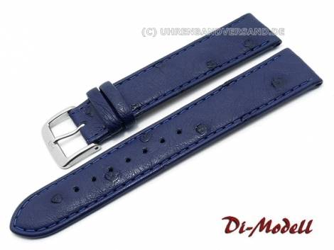 Watch band -Strauss- 20mm dark blue Di-Modell genuine ostrich (width of buckle 18 mm) - Bild vergr��ern 