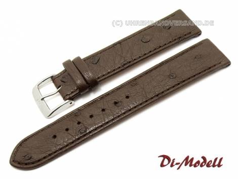 Watch band -Strauss- 17mm dark brown Di-Modell genuine ostrich (width of buckle 16 mm) - Bild vergr��ern 