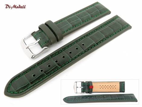 Watch band 22mm dark green by Di-Modell -Imperator waterproof- Louisiana croco grain (width of buckle 18 mm) - Bild vergr��ern 
