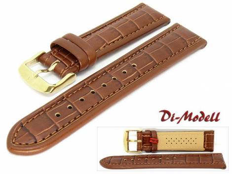 Watch band 20mm brown by Di-Modell -Imperator waterproof- Louisiana croco grain padded (width of buckle 18 mm) - Bild vergrern 