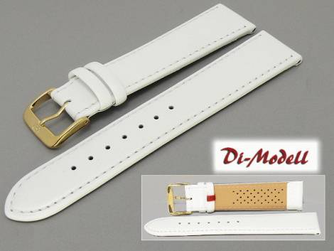 Watch band 16mm white Di-Modell -Calf waterproof- smooth surface stitched (width of buckle 15 mm) - Bild vergr��ern 