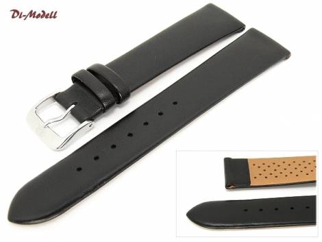 Watch band 18mm black Di-Modell -Calf Classic- waterproof without stitching (width of buckle 16 mm) - Bild vergr��ern 