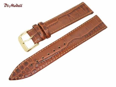 Watch band 18mm brown by Di-Modell -Orlando- alligator grain light stitching (width of buckle 16 mm) - Bild vergr��ern 
