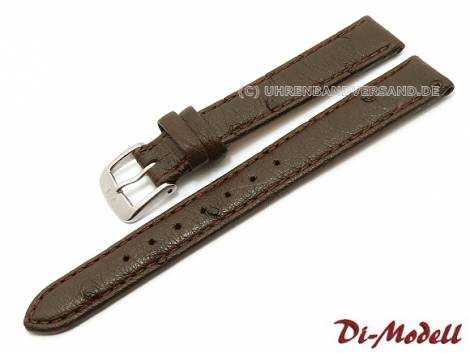 Watch band -Strauss- 14mm dark brown Di-Modell genuine ostrich (width of buckle 12 mm) - Bild vergr��ern 