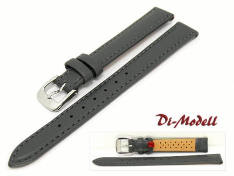 Watch band 12mm gray Di-Modell -Calf waterproof- smooth surface stitched (width of buckle 10 mm) - Bild vergr��ern 