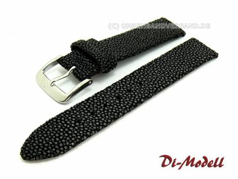 Watch band 14mm black Di-Modell -Balmoral- genuine pearl ray (width of buckle 14 mm) - Bild vergrern 