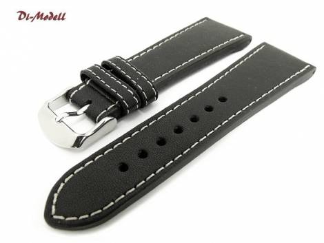 Watch band 22mm black by Di-Modell -Jumbo- robust white stitching - Bild vergr��ern 