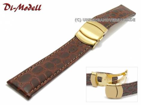 Watch band 18mm dark brown by Di-Modell -Bali FS- Croco Grain golden clasp (width of buckle 18 mm) - Bild vergr��ern 