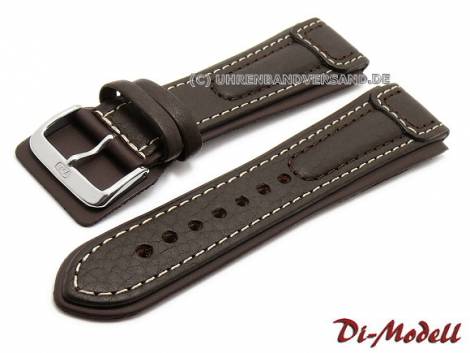 Watch strap 20mm dark brown by Di-Modell -Chronissimo waterproof- light stitching (width of buckle 20 mm) - Bild vergrern 