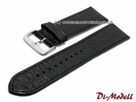 Well-crafted watch strap 24mm black genuine Croco leather by DI-MODELL (width of buckle 20 mm) - EU ONLY - Bild vergrern 
