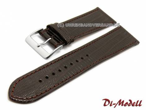 Well-crafted watch strap 24mm dark brown genuine Teju stitched by DI-MODELL (width of buckle 20 mm) - EU ONLY - Bild vergrern 