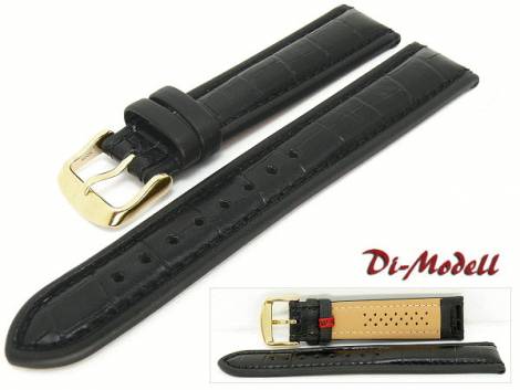 Watch band 22mm black by Di-Modell -Imperator waterproof- Louisiana croco grain padded (width of buckle 18 mm) - Bild vergrern 