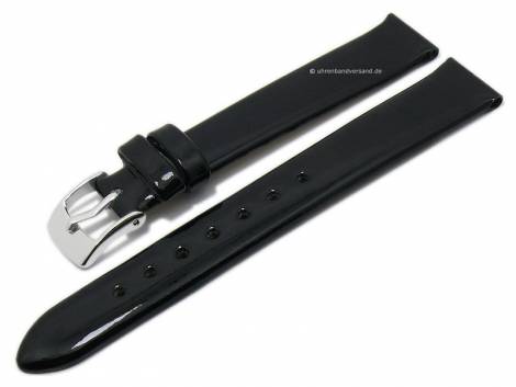 Watch strap -Lack- 14mm black patent leather glossy by BARINGTON (width of buckle 12 mm) - Bild vergrern 