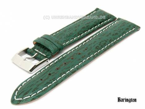 Watch band 20mm green Barington -Shark- waterproof light contrast stitching (width of buckle 18 mm) - Bild vergr��ern 