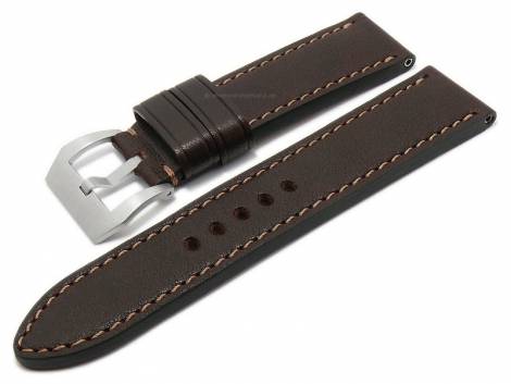 Watch strap -Firenze- 24mm bordeaux leather rustics look grained light stitching by EULUX (width of buckle 24 mm) - Bild vergr��ern 