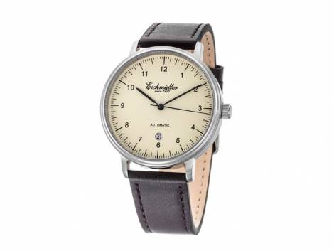 Automatic watch stainless steel silver face beige leather strap from Eichmueller (*EM*HU*) - Bild vergr��ern 