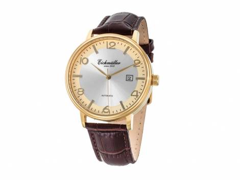 Automatic watch stainless steel golden face dual tone leather strap from Eichmueller (*EM*HU*) - Bild vergrern 