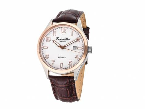 Automatic watch stainless steel silver/ros� golden face white leather strap from Eichmueller (*EM*HU*) - Bild vergr��ern 
