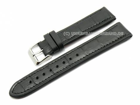 Watch band -Stravaganza- 20mm black alligator grain stitched (width of buckle 18 mm) - Bild vergr��ern 