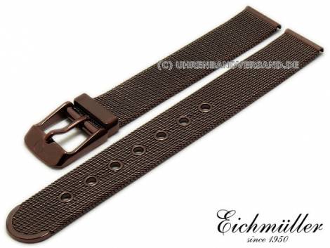 Watch strap 14mm dark brown stainless steel mesh polished fine structure with buckle by BandOh - Bild vergr��ern 