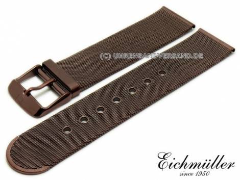 Watch strap 22mm dark brown stainless steel mesh polished fine structure with buckle by BandOh - Bild vergrern 